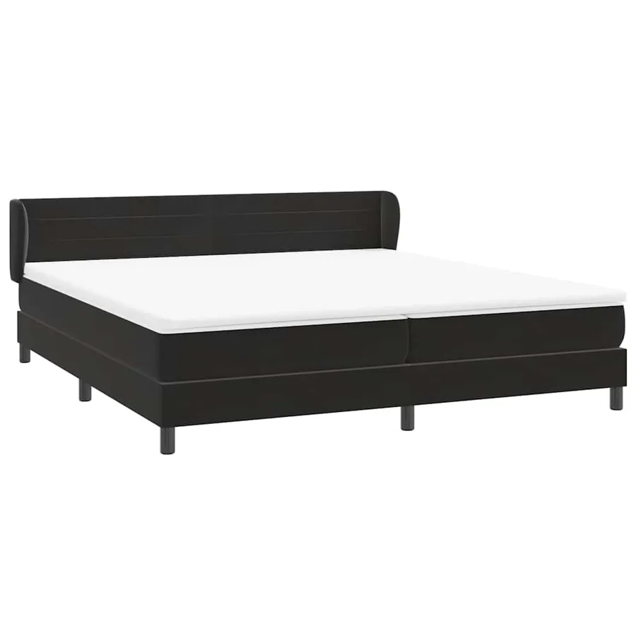 Sommier à lattes de lit avec matelas noir 180x210 cm velours - 4