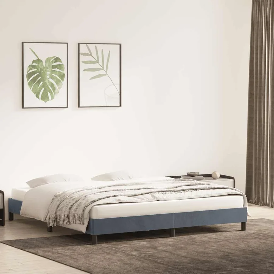Cadre de lit sans matelas gris foncé 200x210 cm velours - 3