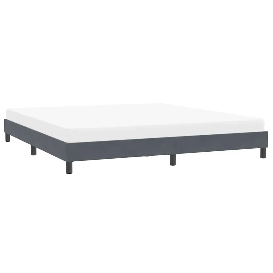 Cadre de lit sans matelas gris foncé 200x210 cm velours - 4