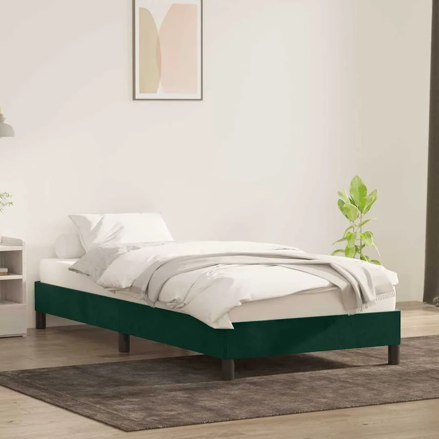 Cadre de lit sans matelas vert foncé 90x220 cm velours - 3