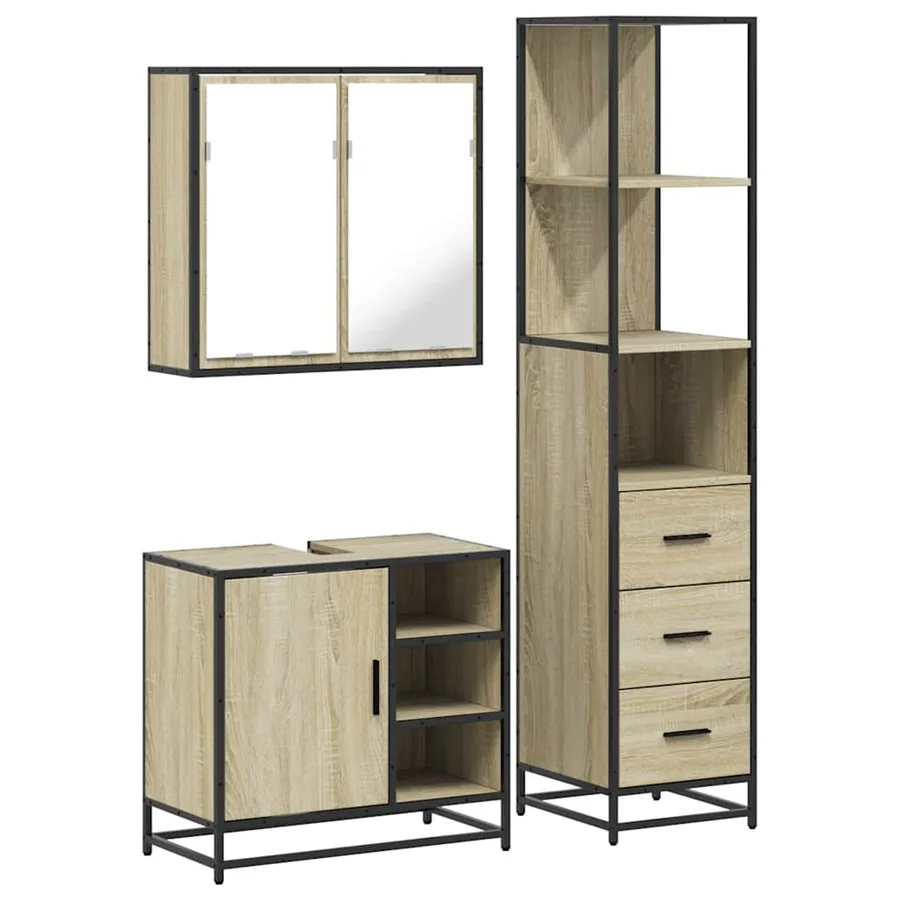 Ensemble de meubles de salle de bain 3 pcs chêne sonoma - 2