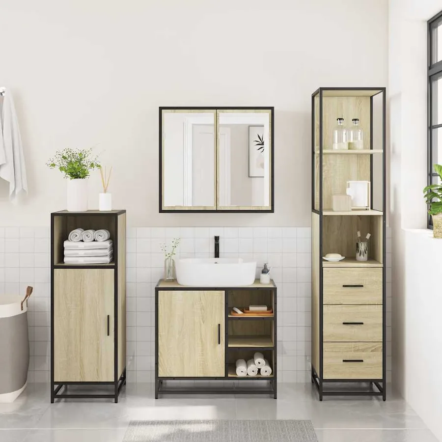 Ensemble de meubles de salle de bain 3 pcs chêne sonoma - 4