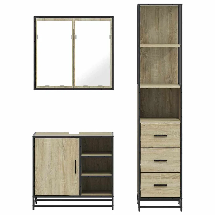 Ensemble de meubles de salle de bain 3 pcs chêne sonoma - 5