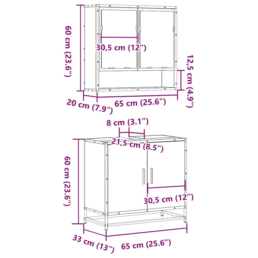 Ensemble de meubles de salle de bain 2 pcs chêne sonoma - 11