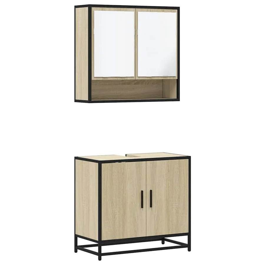Ensemble de meubles de salle de bain 2 pcs chêne sonoma - 2
