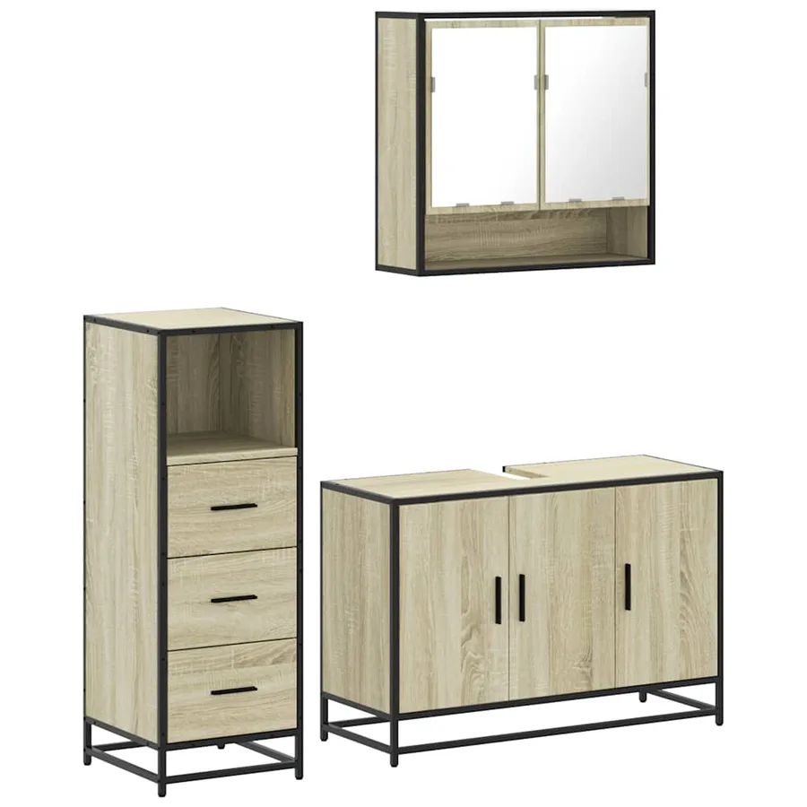 Ensemble de meubles de salle de bain 3 pcs chêne sonoma - 2
