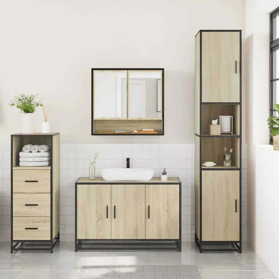 Ensemble de meubles de salle de bain 3 pcs chêne sonoma - 3
