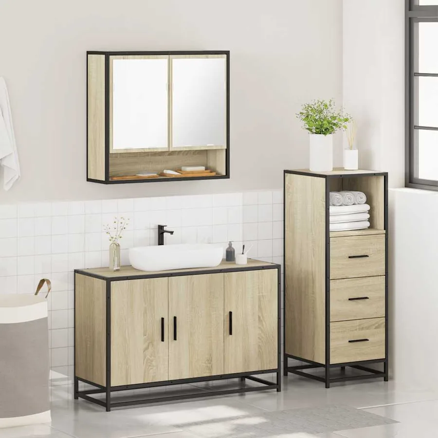 Ensemble de meubles de salle de bain 3 pcs chêne sonoma - 4