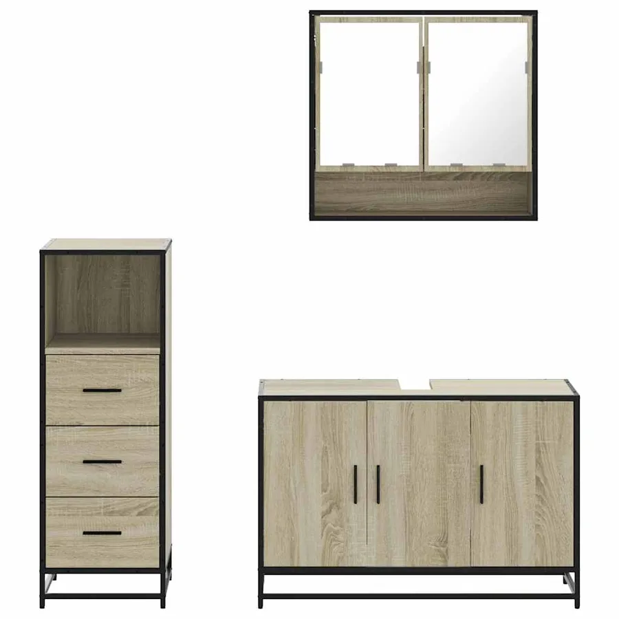 Ensemble de meubles de salle de bain 3 pcs chêne sonoma - 5