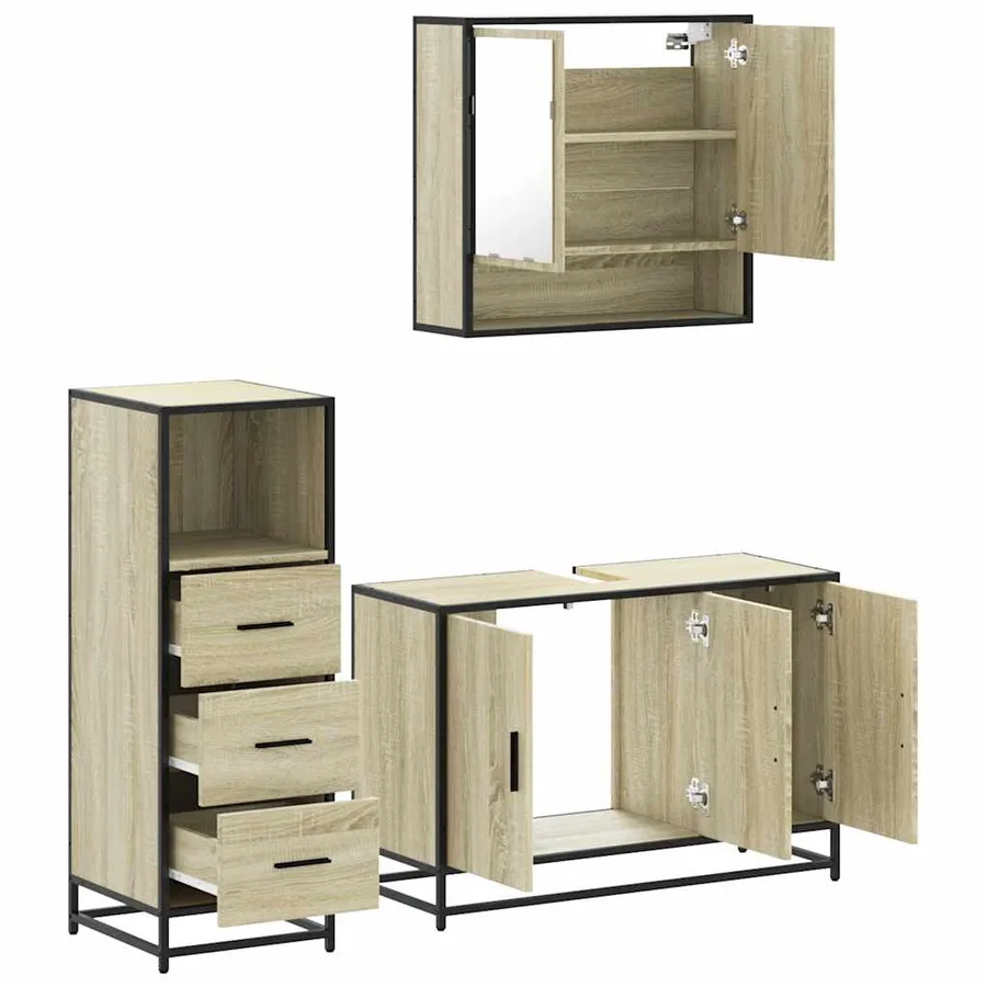 Ensemble de meubles de salle de bain 3 pcs chêne sonoma - 8