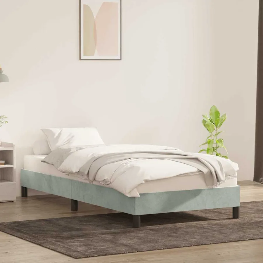 Cadre de lit sans matelas gris clair 100x210 cm velours - 3