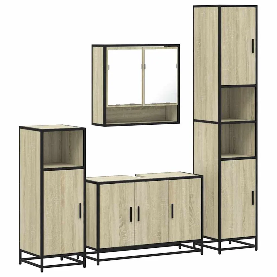 Ensemble de meubles de salle de bain 4 pcs chêne sonoma - 2