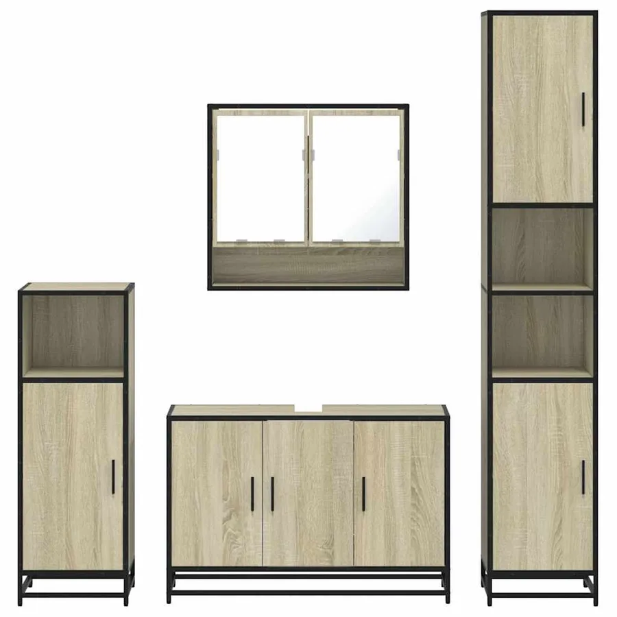 Ensemble de meubles de salle de bain 4 pcs chêne sonoma - 5
