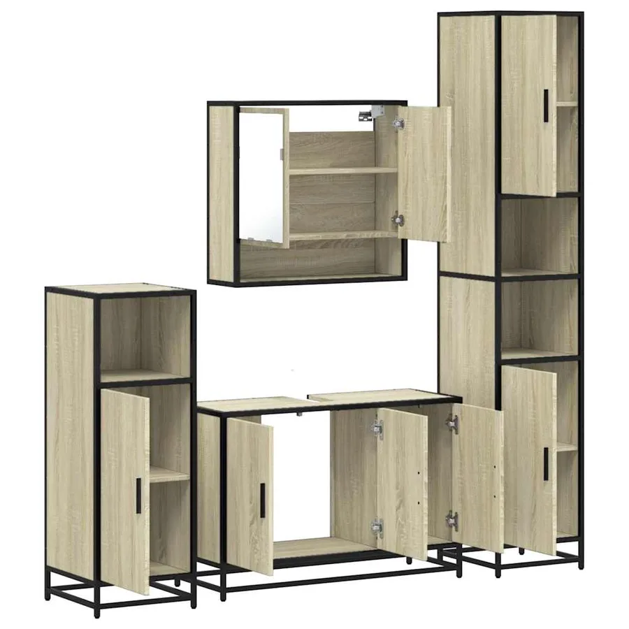 Ensemble de meubles de salle de bain 4 pcs chêne sonoma - 6