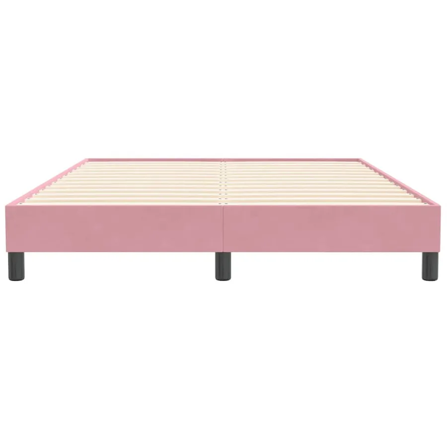 Cadre de lit sans matelas rose 140x210 cm velours - 5