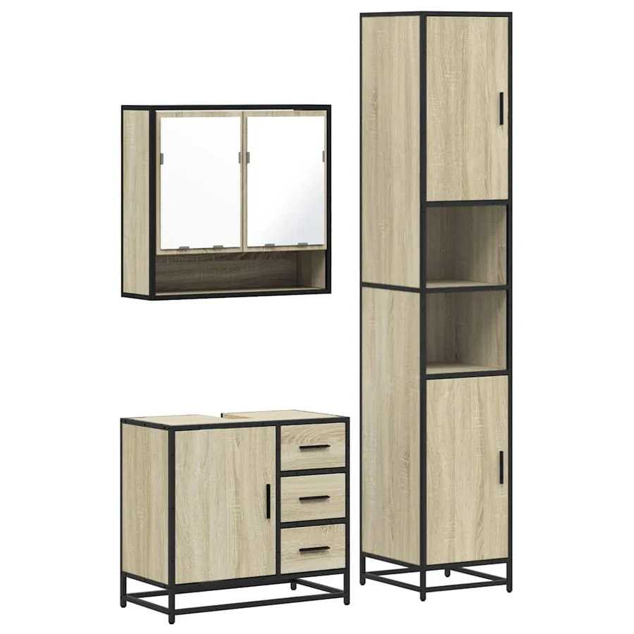Ensemble de meubles de salle de bain 3 pcs chêne sonoma - 2