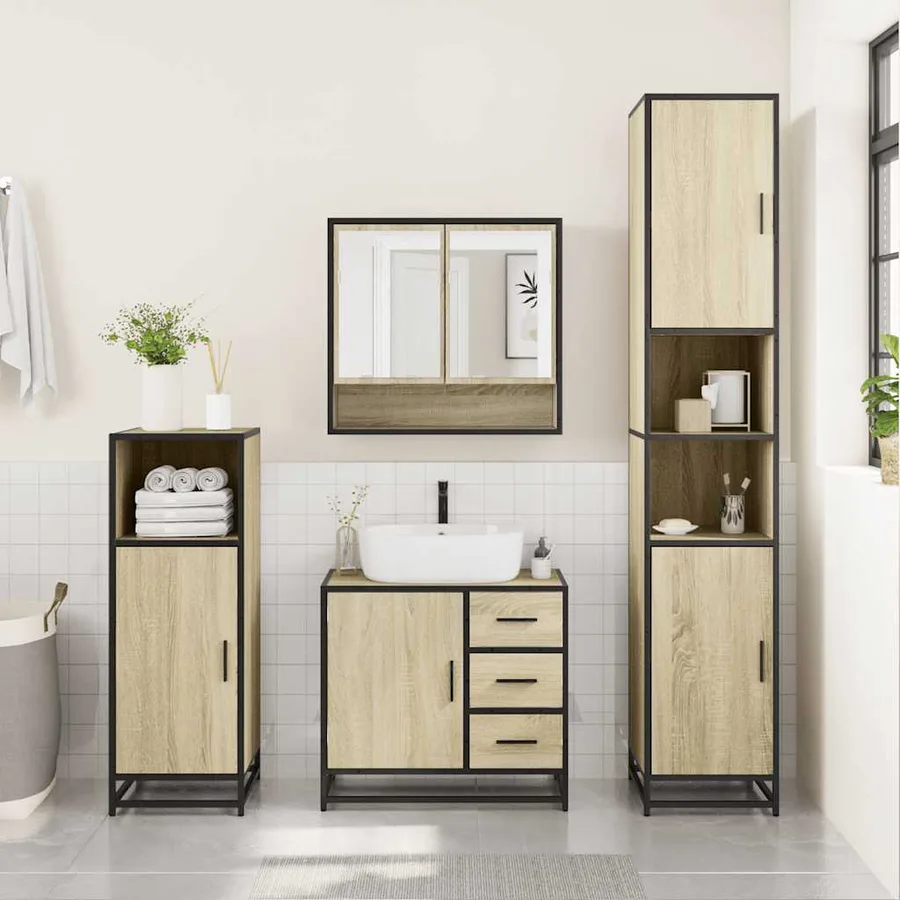 Ensemble de meubles de salle de bain 3 pcs chêne sonoma - 3