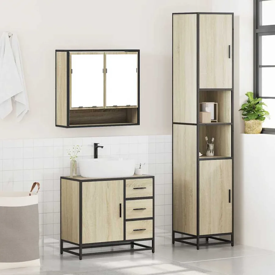 Ensemble de meubles de salle de bain 3 pcs chêne sonoma - 4