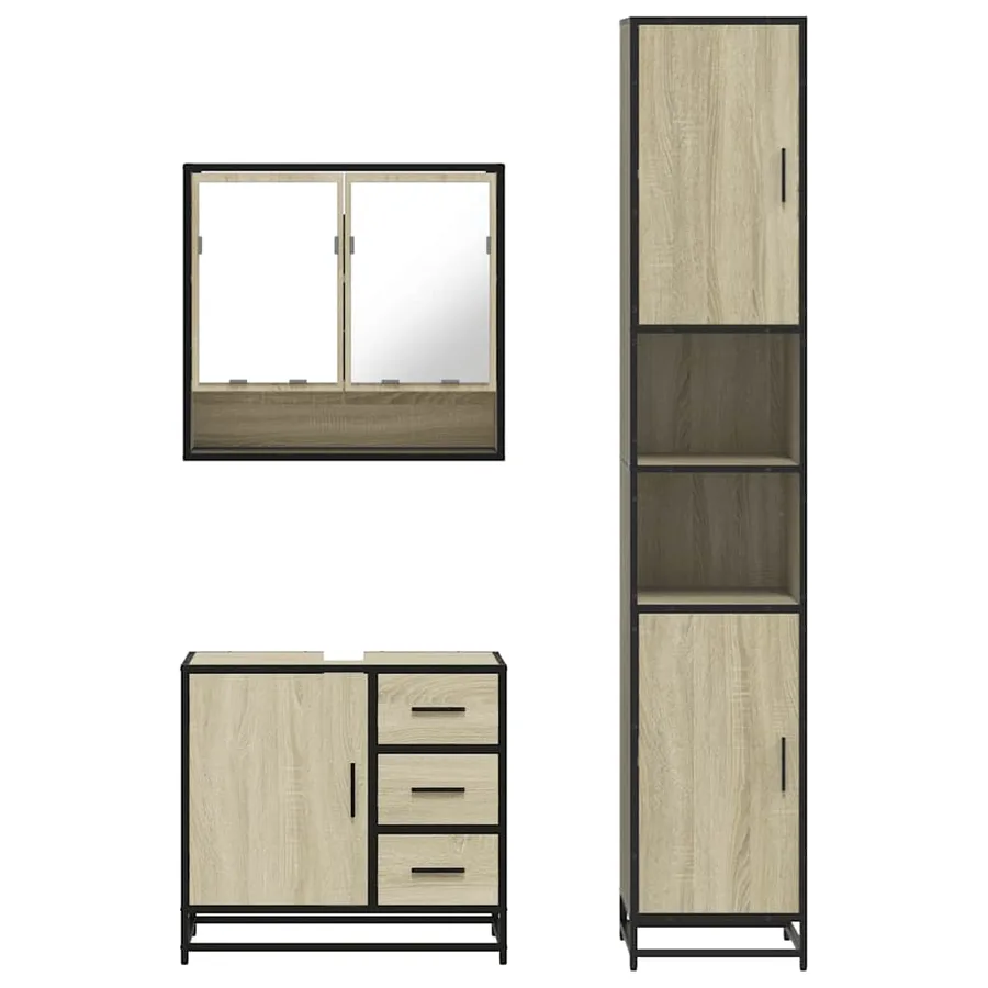 Ensemble de meubles de salle de bain 3 pcs chêne sonoma - 5