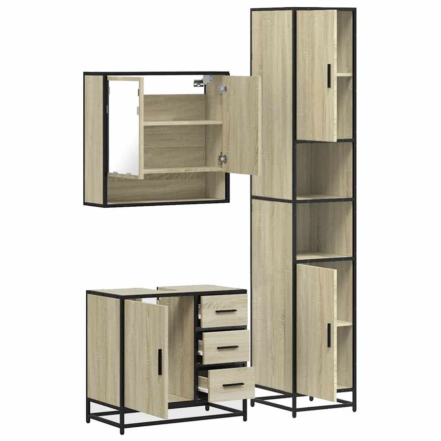 Ensemble de meubles de salle de bain 3 pcs chêne sonoma - 8