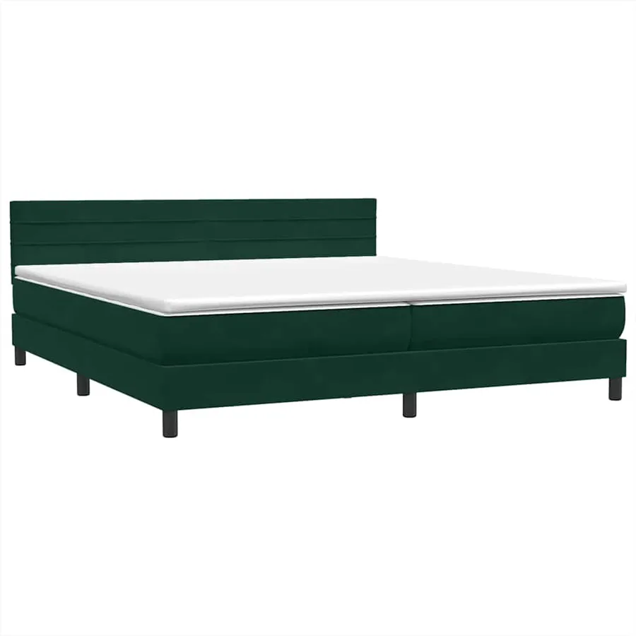 Sommier à lattes de lit et matelas vert foncé 180x210cm velours - 4