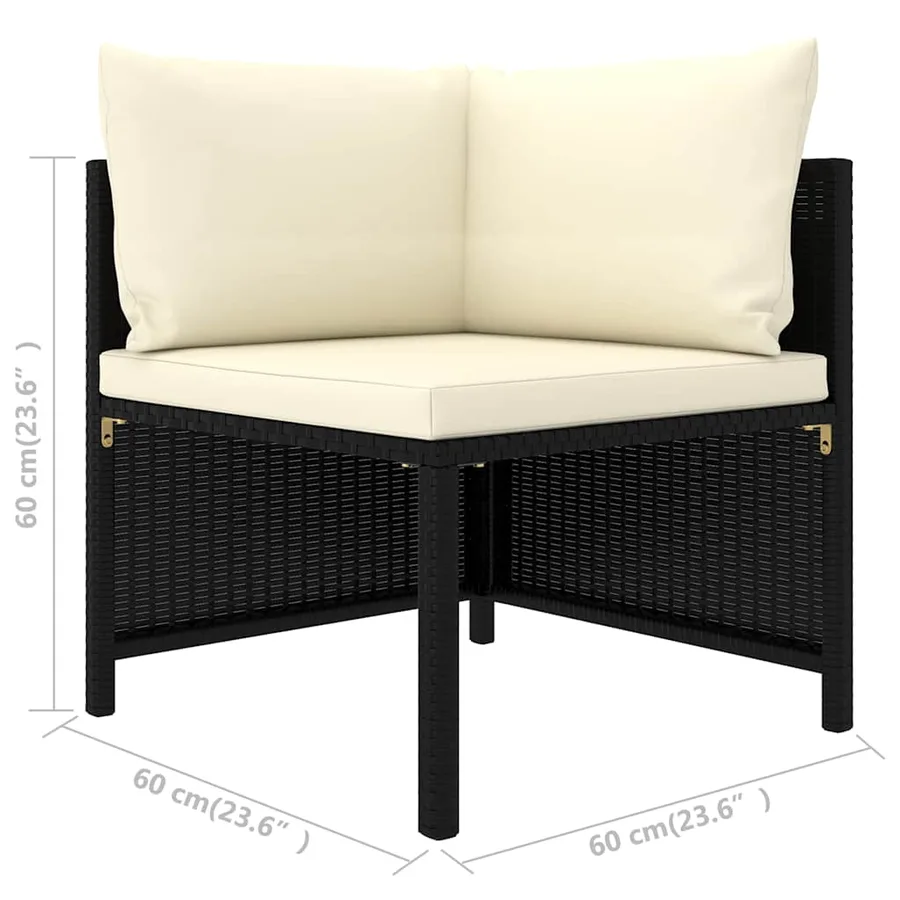 Salon de jardin 10 pcs avec coussins Résine tressée Noir - 10
