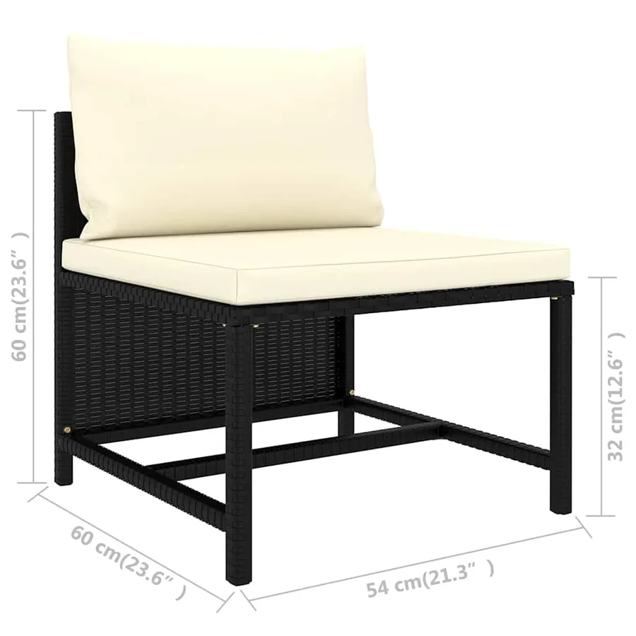 Salon de jardin 10 pcs avec coussins Résine tressée Noir - 11