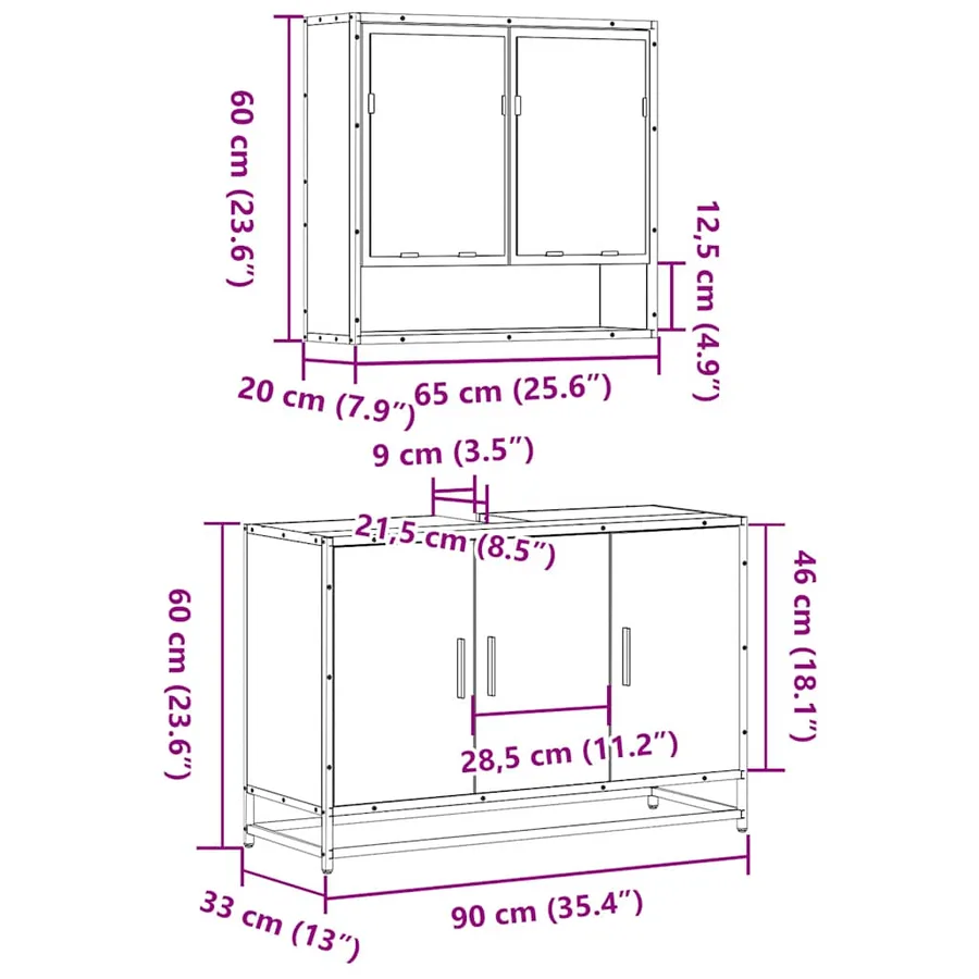 Ensemble de meubles de salle de bain 2 pcs chêne sonoma - 11