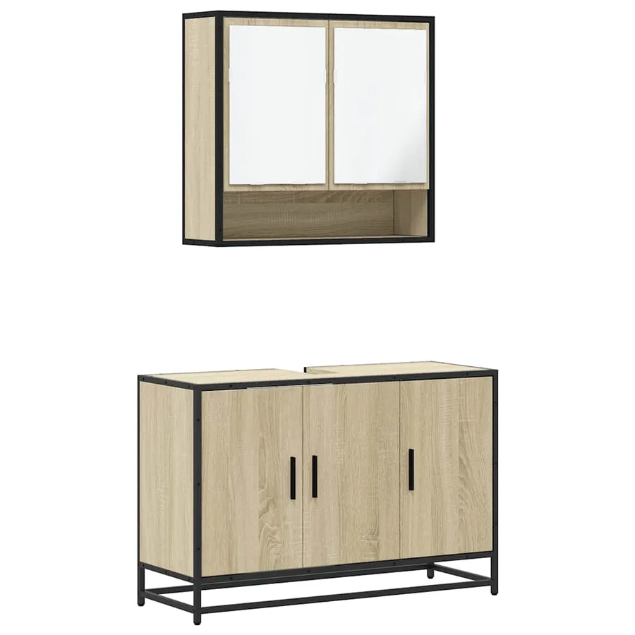 Ensemble de meubles de salle de bain 2 pcs chêne sonoma - 2