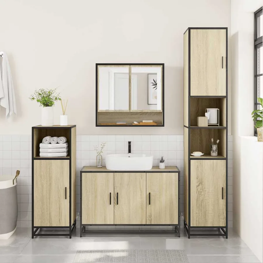 Ensemble de meubles de salle de bain 2 pcs chêne sonoma - 4