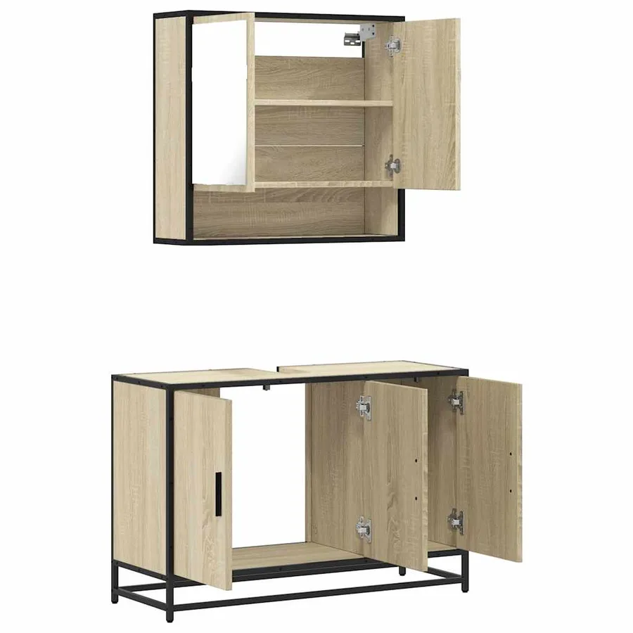 Ensemble de meubles de salle de bain 2 pcs chêne sonoma - 8