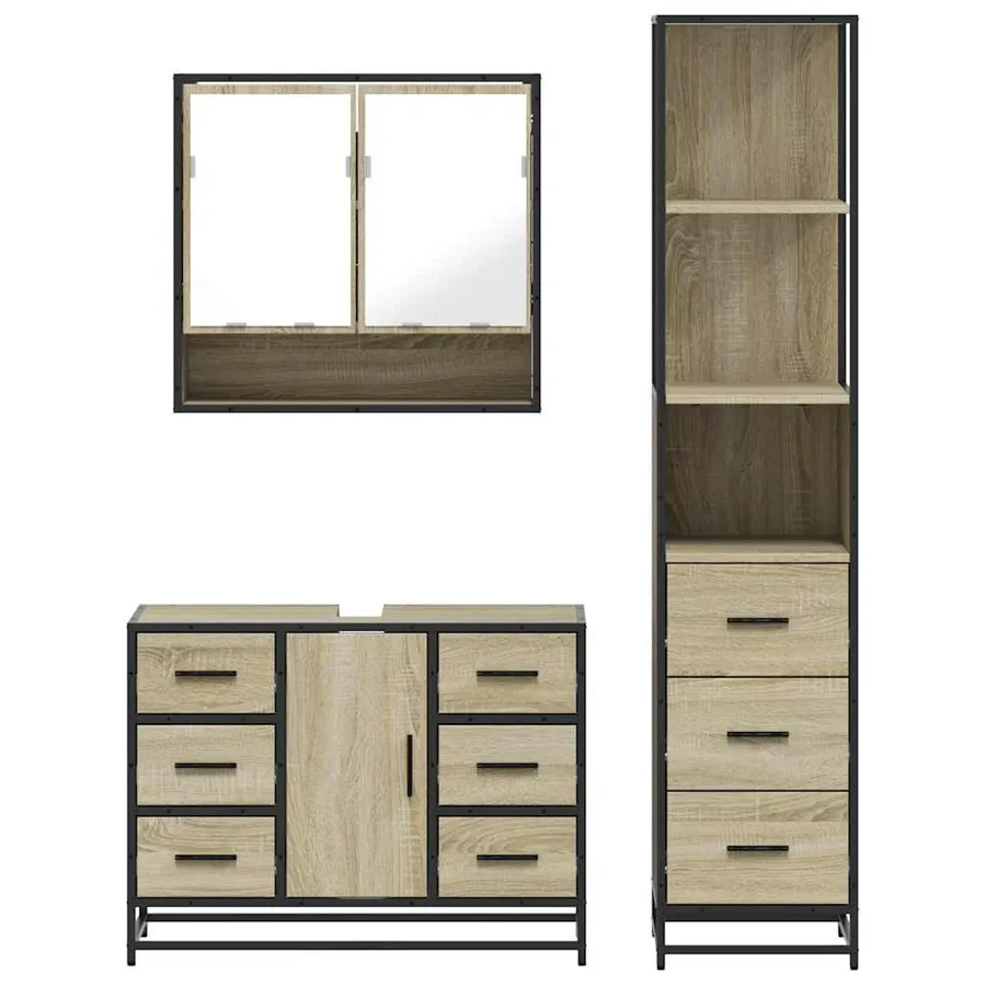 Ensemble de meubles de salle de bain 3 pcs chêne sonoma - 5