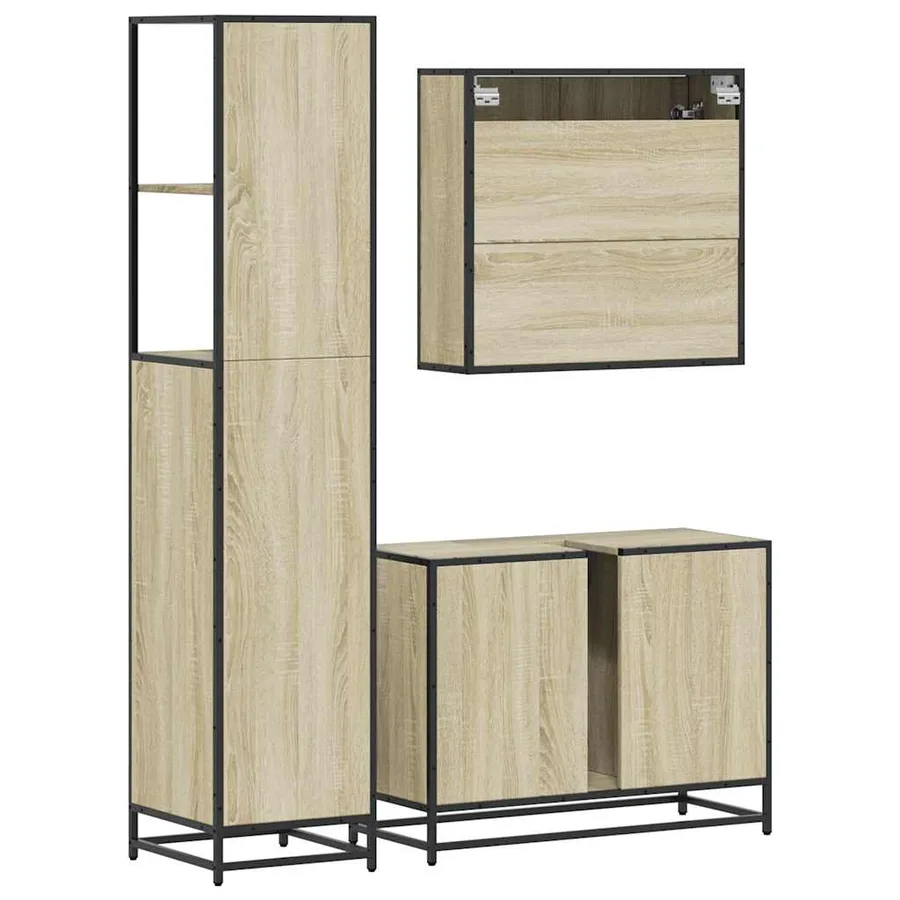 Ensemble de meubles de salle de bain 3 pcs chêne sonoma - 7