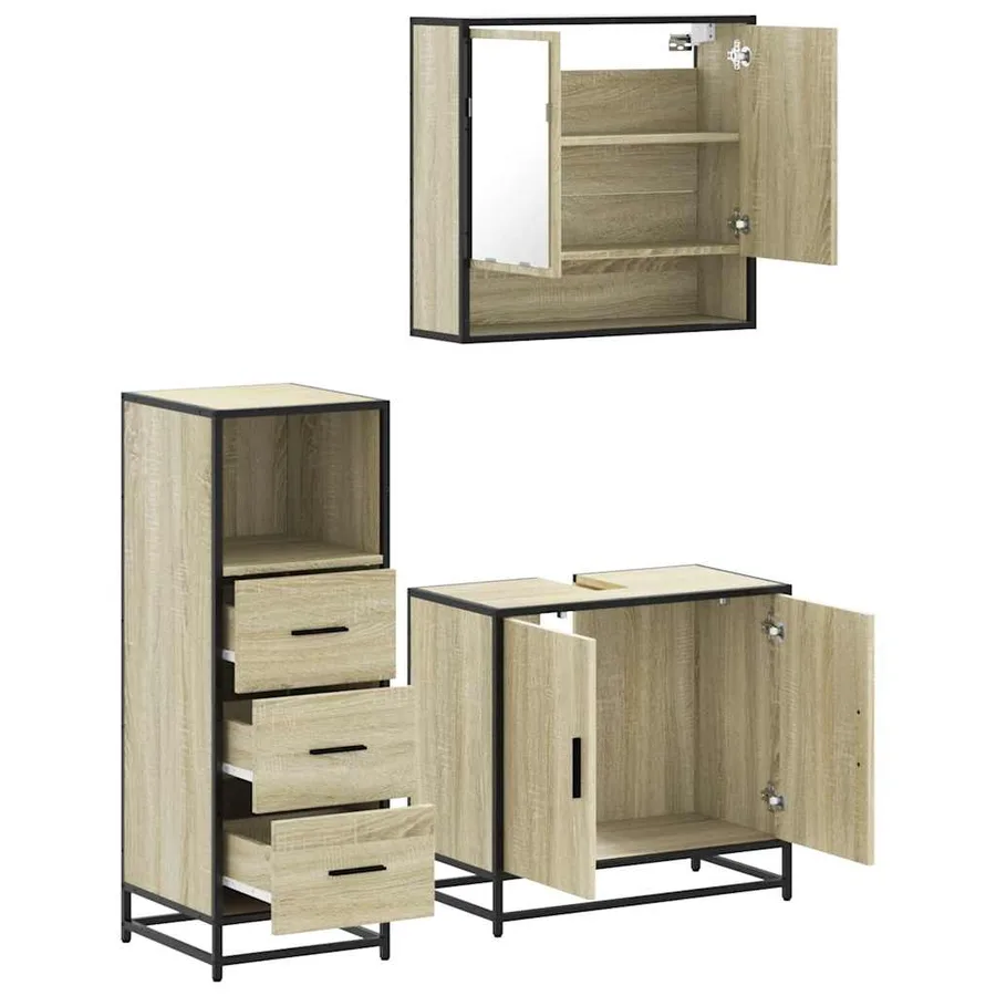 Ensemble de meubles de salle de bain 3 pcs chêne sonoma - 8