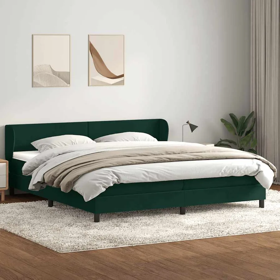 Sommier à lattes de lit et matelas vert foncé 180x210cm velours - 3
