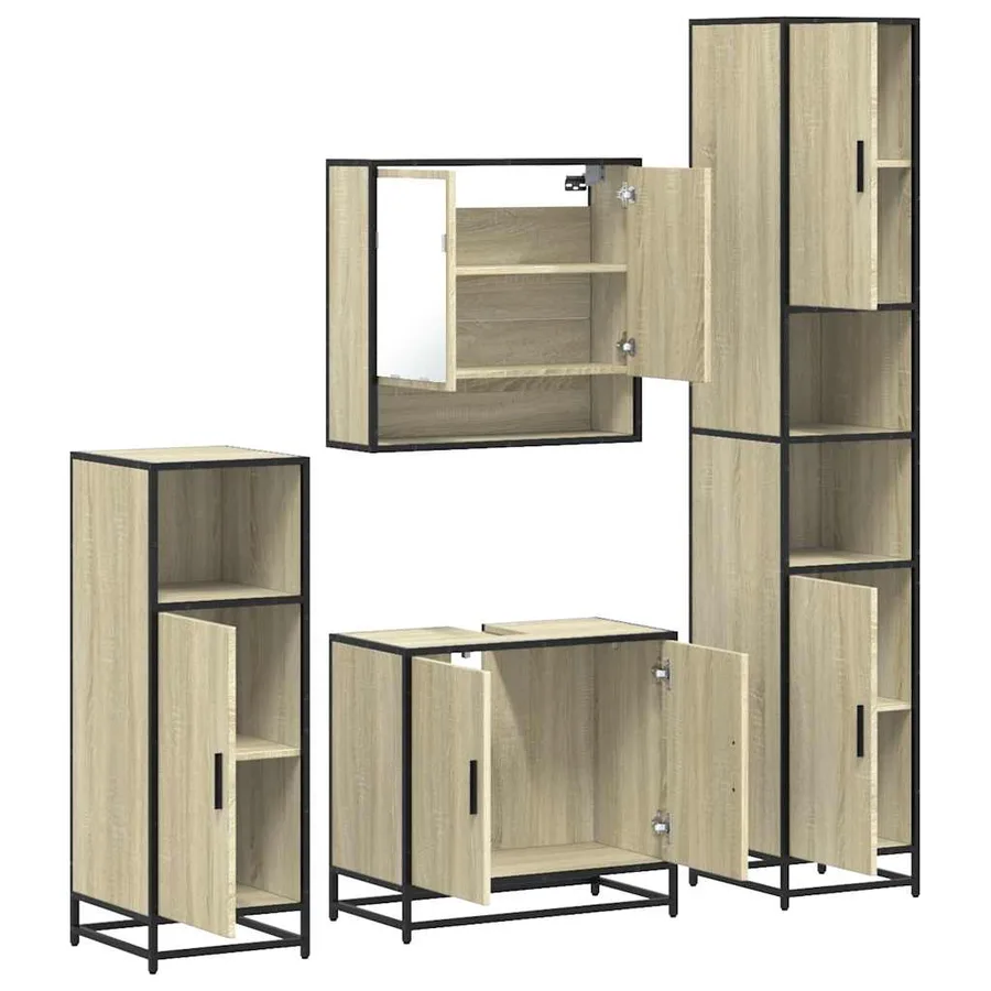 Ensemble de meubles de salle de bain 4 pcs chêne sonoma - 6