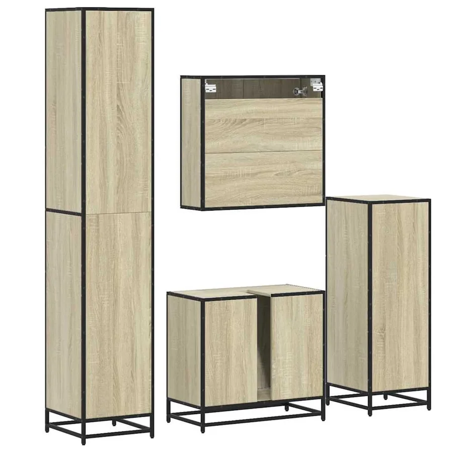 Ensemble de meubles de salle de bain 4 pcs chêne sonoma - 8