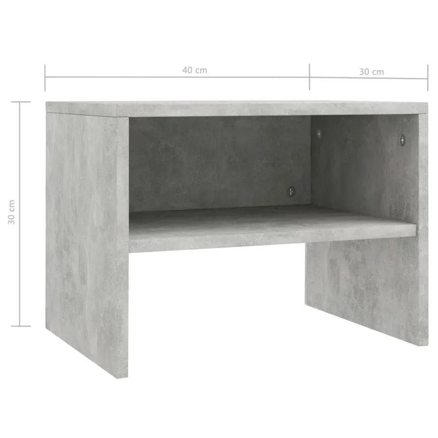 Tables de chevet 2 pcs Gris béton 40x30x30 cm Bois ingénierie - 7