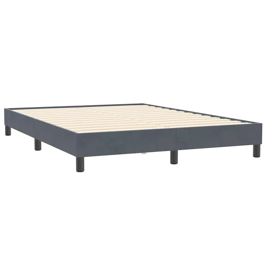 Sommier à lattes de lit et matelas gris foncé 140x210cm velours - 5