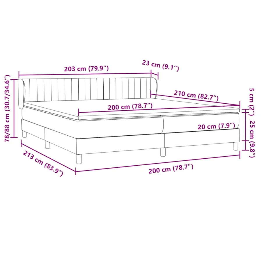 Sommier à lattes de lit avec matelas noir 200x210 cm Velours - 12