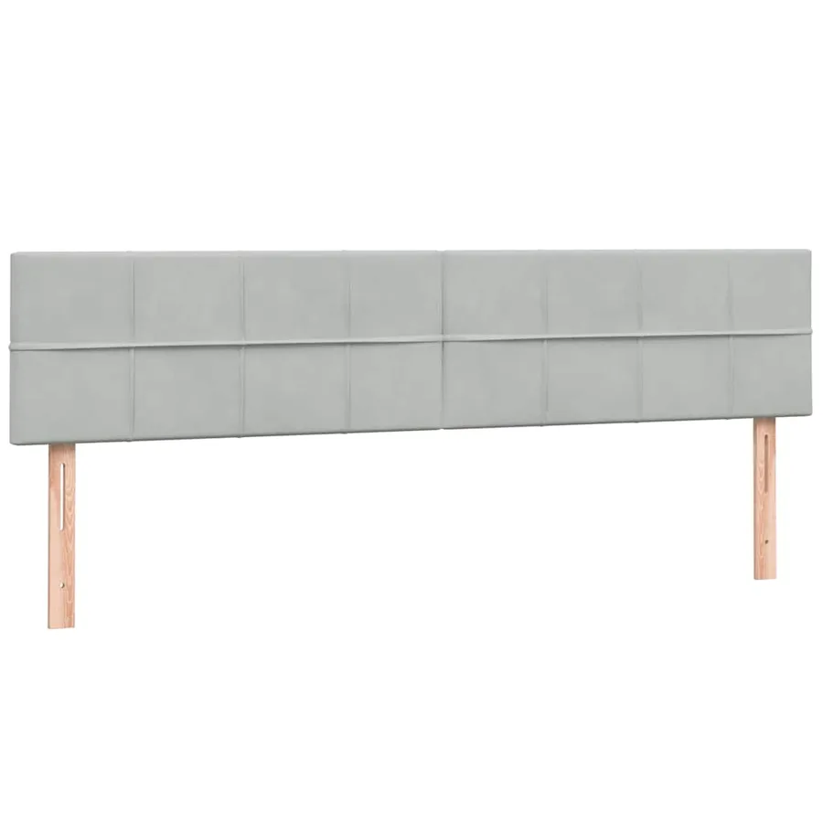 Sommier à lattes de lit et matelas et LED gris clair 180x210cm velours - 7
