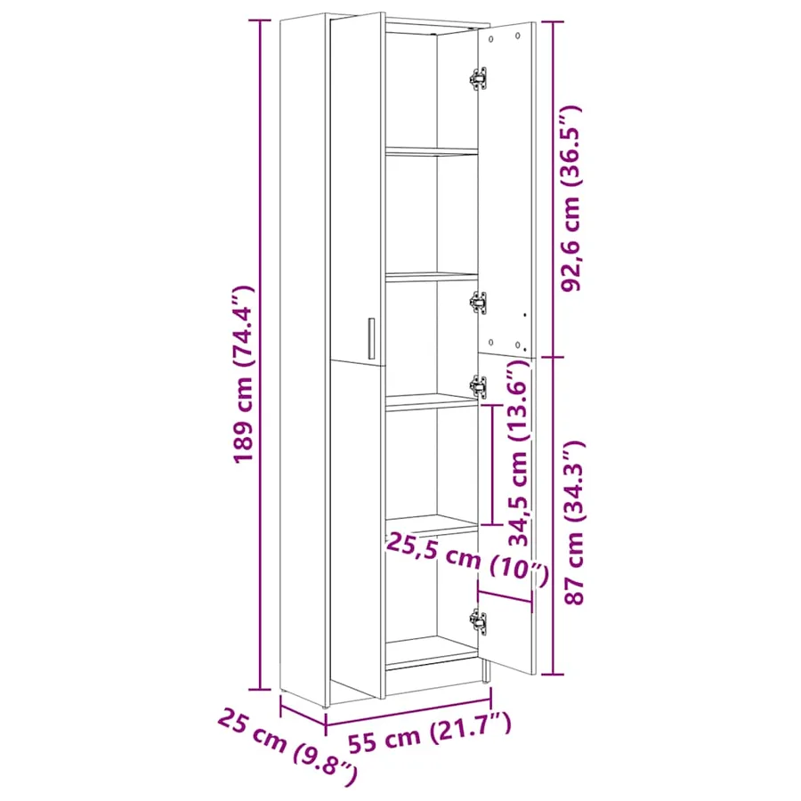 Garde-robe de couloir Blanc 55x25x189 cm Bois d'ingénierie - 9