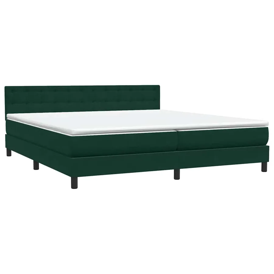 Sommier à lattes de lit et matelas et LED vert foncé 180x210cm velours - 5
