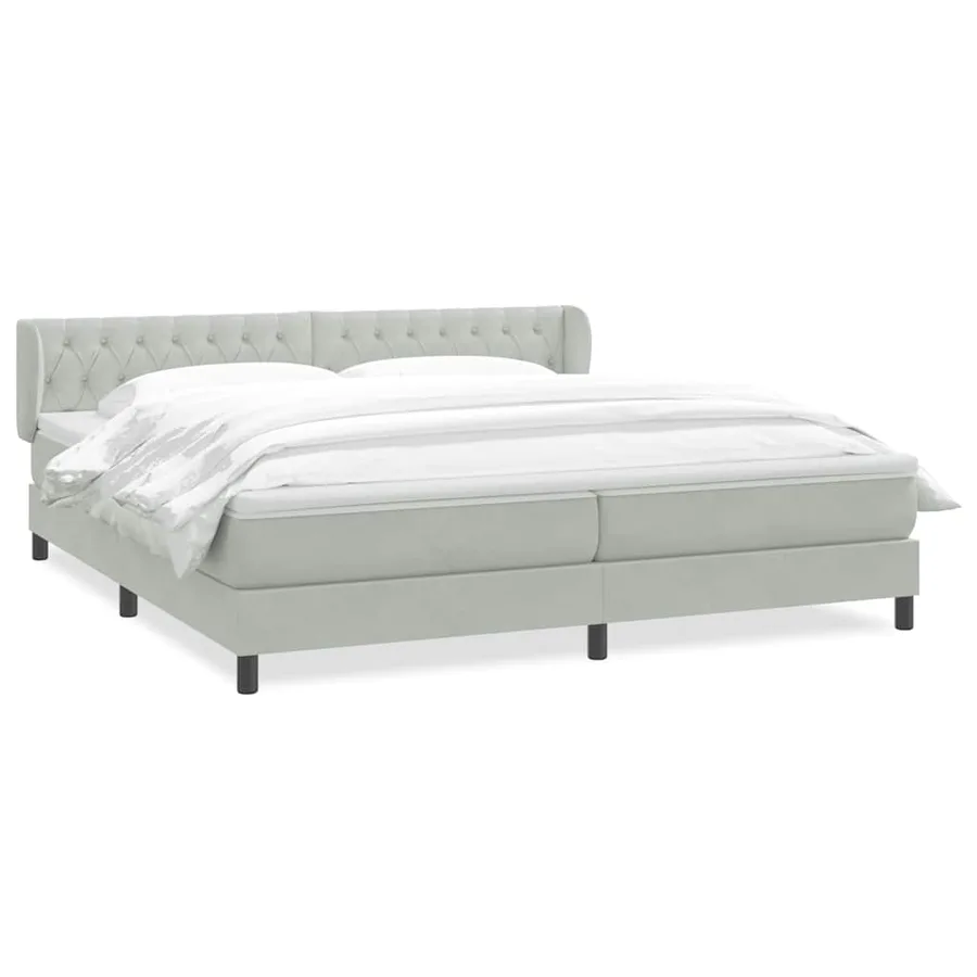 Sommier à lattes de lit et matelas gris clair 180x210cm velours - 2