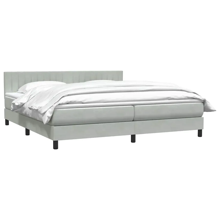 Sommier à lattes de lit et matelas gris clair 180x210cm velours - 4