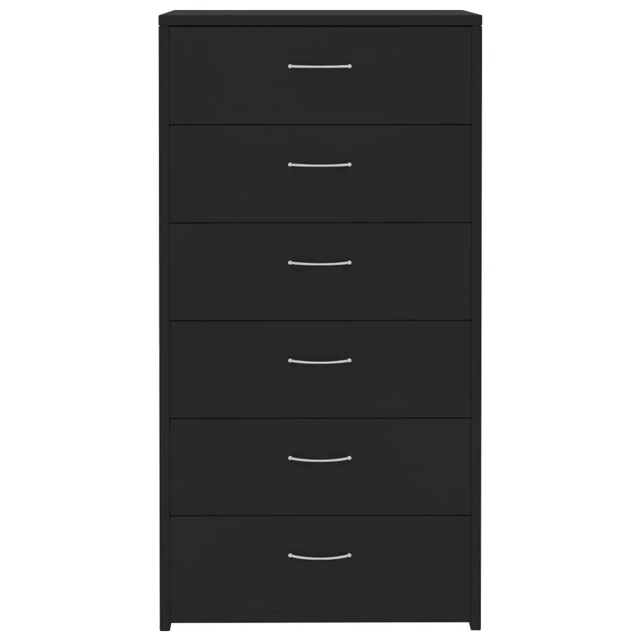 Buffet avec 6 tiroirs Noir 50x34x96 cm Bois d'ingénierie - 4