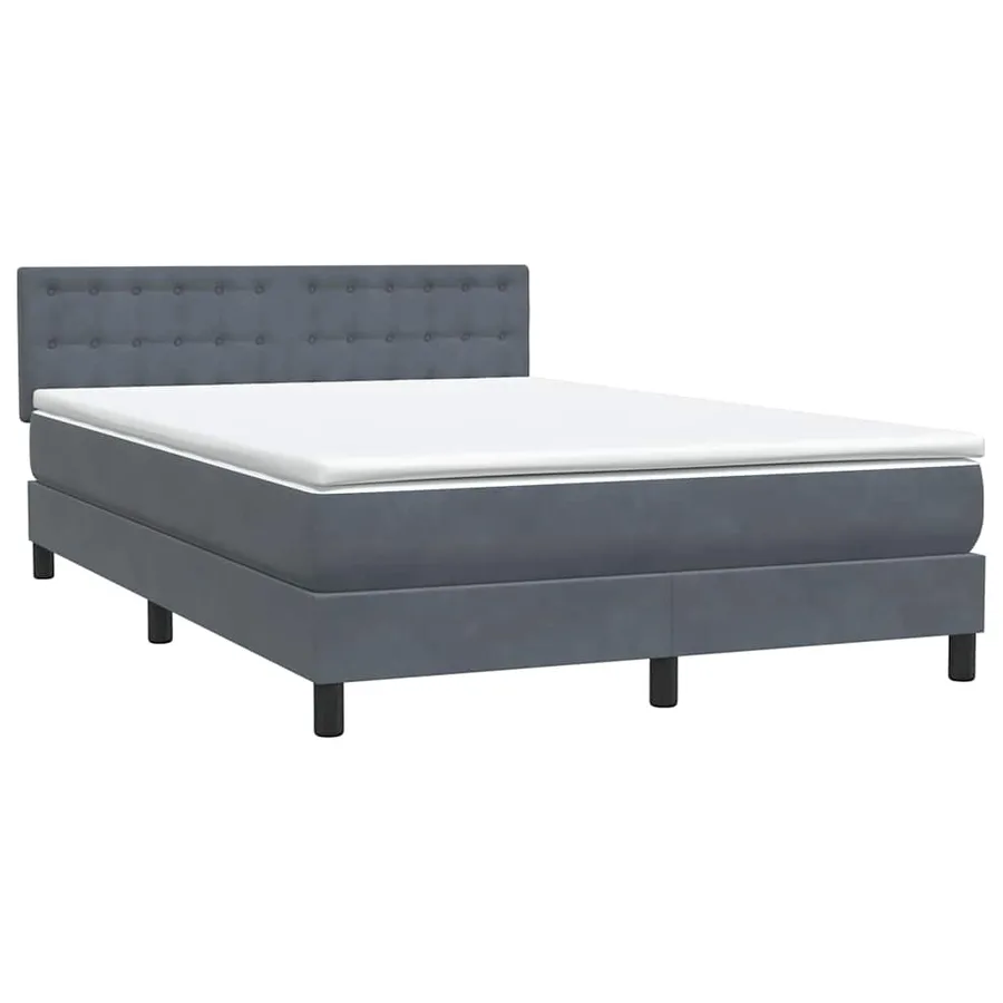 Sommier à lattes de lit et matelas gris foncé 140x210cm velours - 4