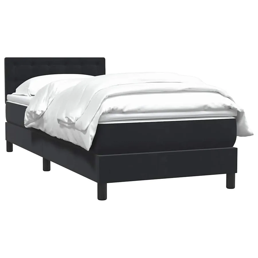 Sommier à lattes de lit avec matelas noir 90x210 cm velours - 3