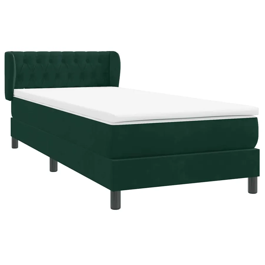 Sommier à lattes de lit et matelas vert foncé 90x220 cm velours - 4