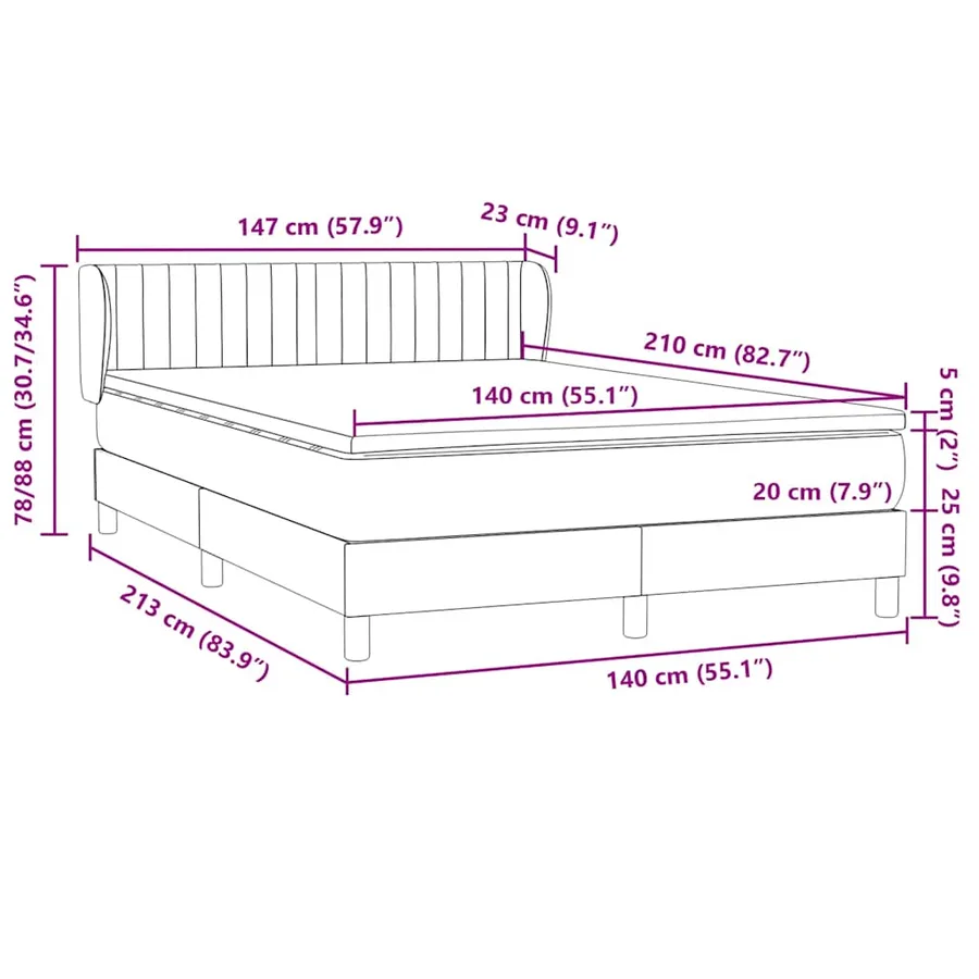 Sommier à lattes de lit avec matelas rose 140x210 cm velours - 12